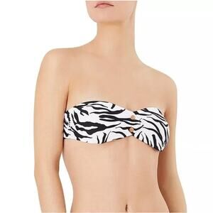 Onia Womens Allegra Bandeau Bikini Small White Black Zebra Print NWOT